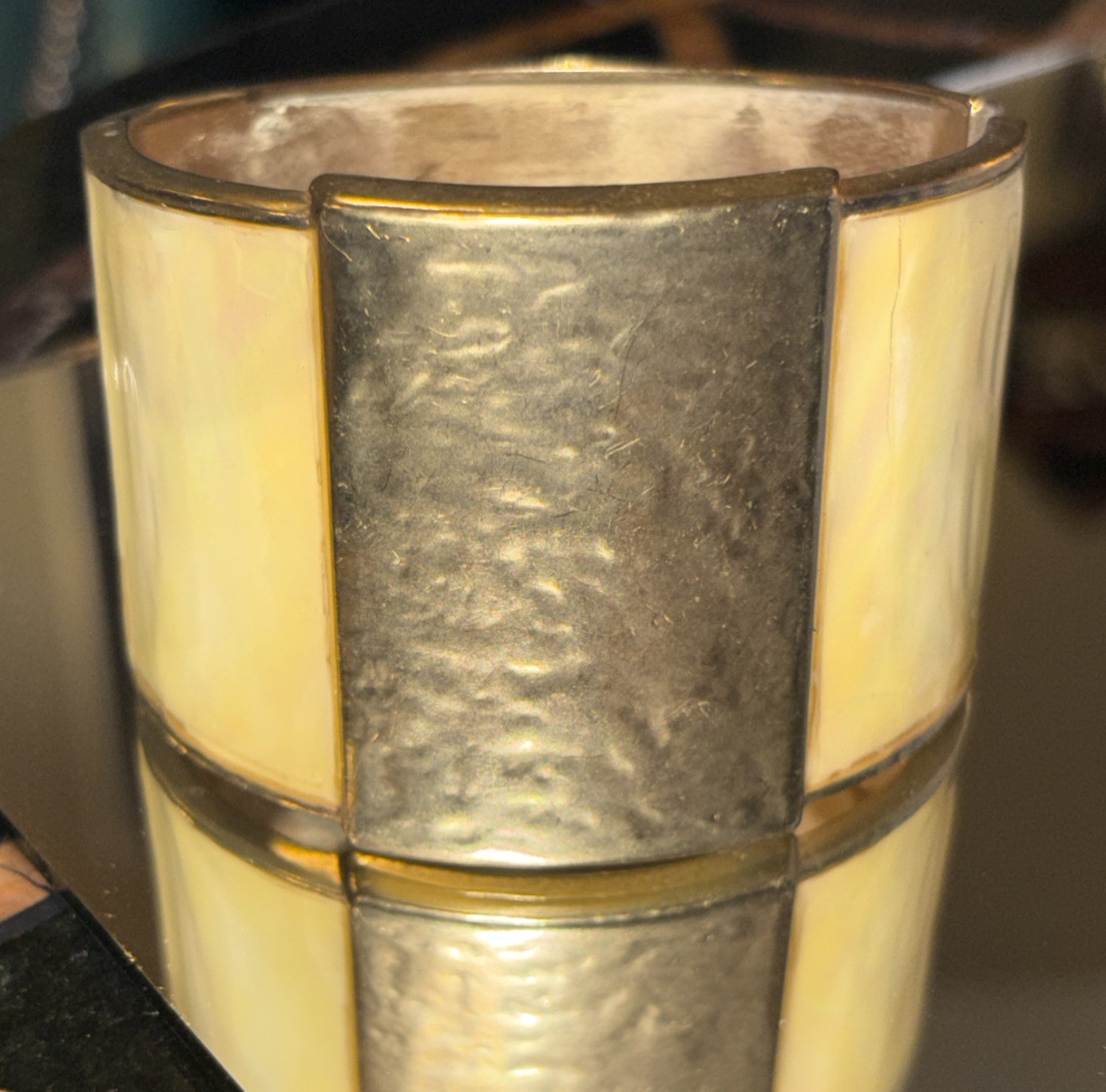 Chico's Statement Hinged Bangle Bracelet Hammered… - image 1