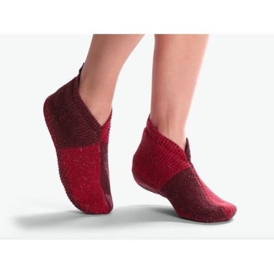 Bombas Womens Gripper Slipper Bootie Red Burgundy Colorblock Size Medium 9-11.5