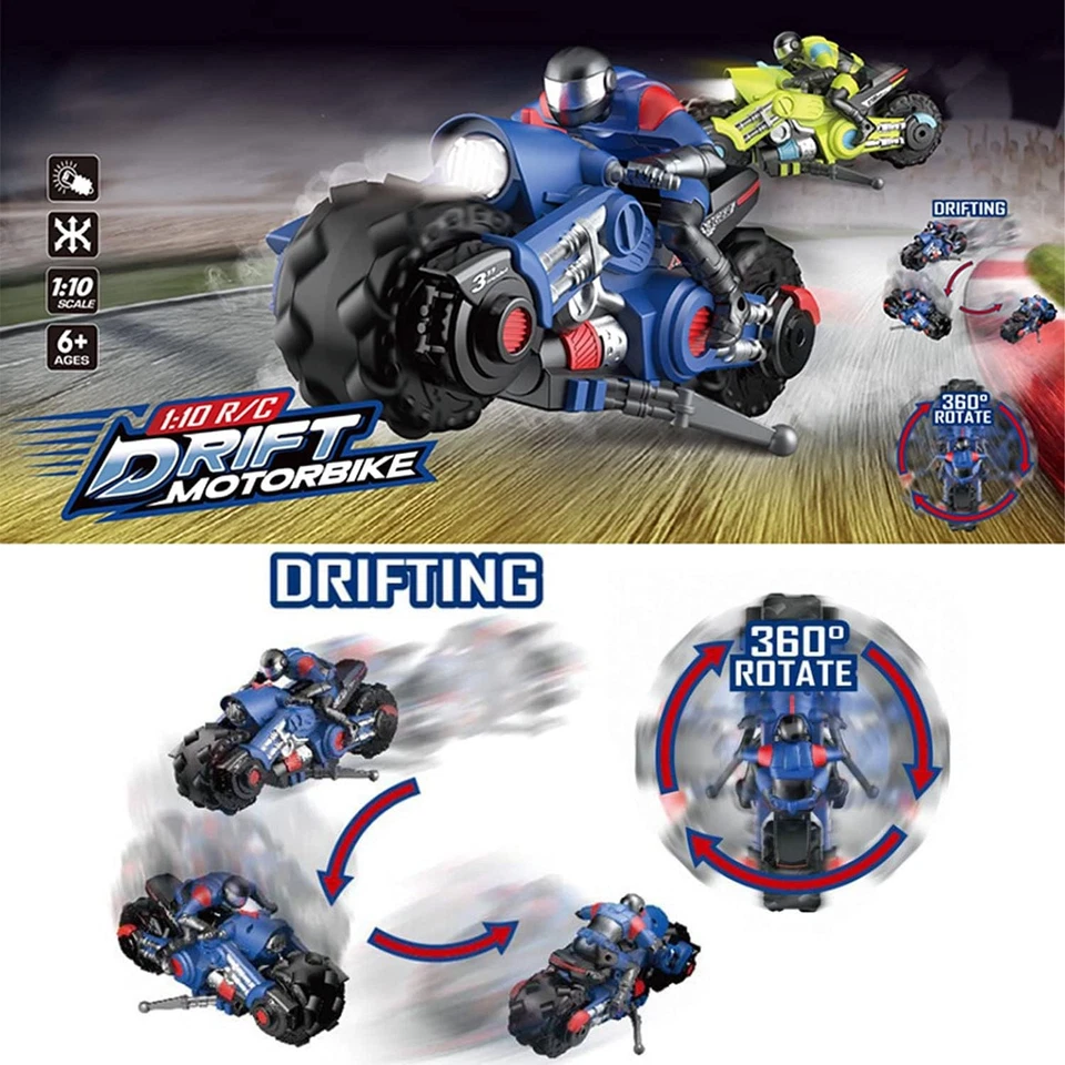 Liberty Imports 2.4Ghz RC Motorcycle Remote Control Stunt Drift Bike Blue  - Image 3 of 4