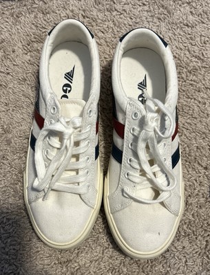 Gola Varsity Sneakers - Canvas Shoes- White w/ Blue and Red  display picture 3