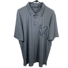 Travis Mathew Floral Pocket Polo Shirt Mens XXL Golf SS Gray Blue No Maps Hawaii