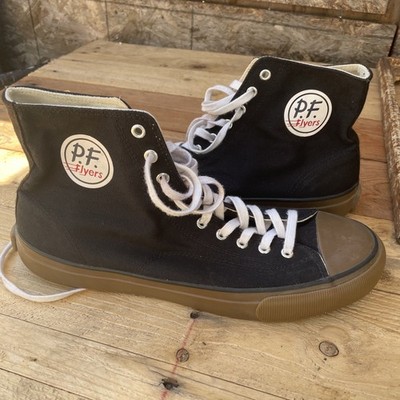 PF Flyers Hi Top All Black Womens 13.5 Men s Size 12  Preowned Excellent Cond.