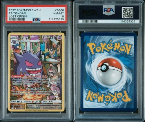 2022 Gengar TG06/TG30 Pokemon Ultra Rare SWSH Lost Origins Full Art PSA 8