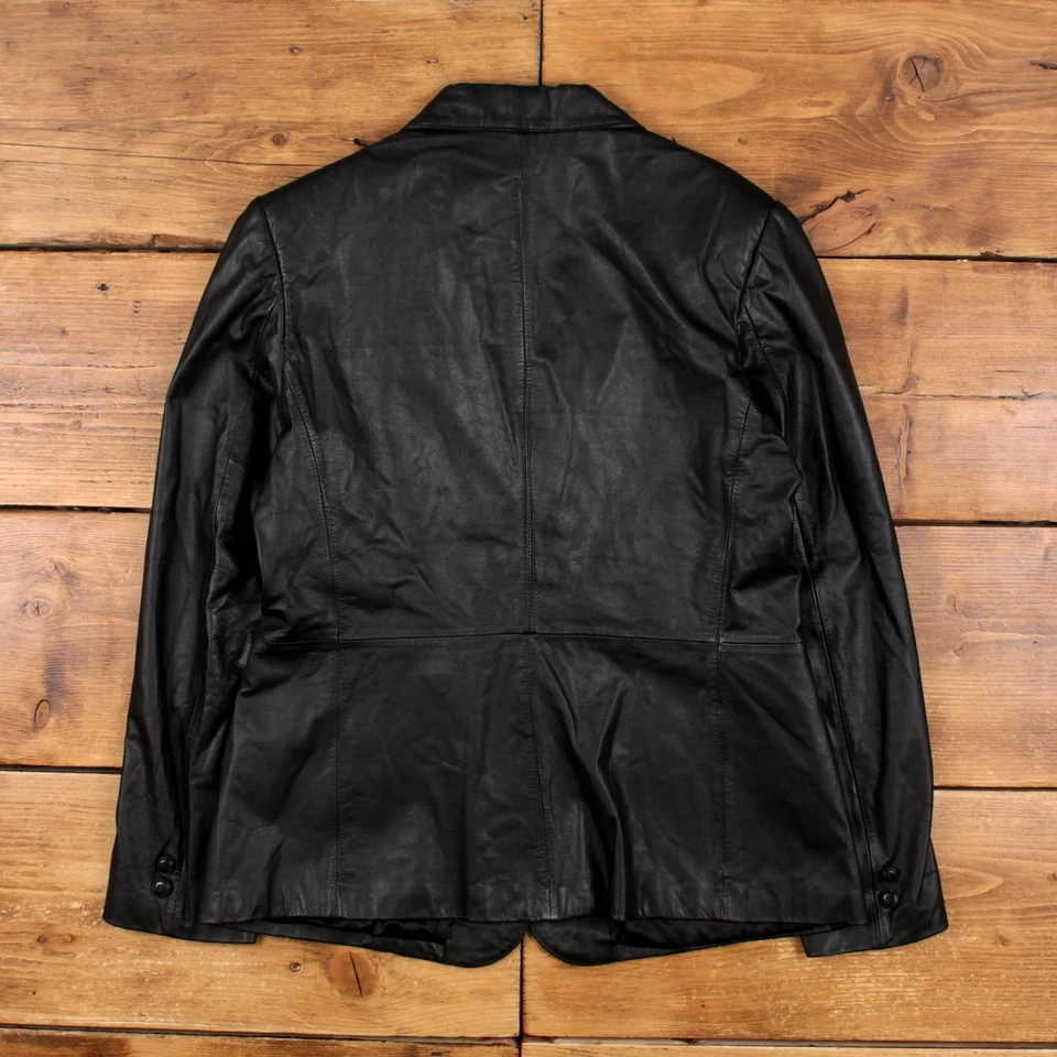 Chaqueta de cuero Clipper Mist vintage años 90 blazer negra para mujer Foto 2 de 4