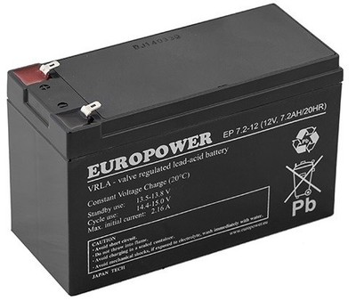 5902367800109 Akumulator AGM EUROPOWER serii EP 12V 7,2Ah EUROPOWER