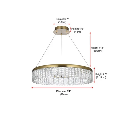 Elegant Lighting Rune 1-Light Metal Adjustable LED Chandelier in Gold - Picture 11 of 11