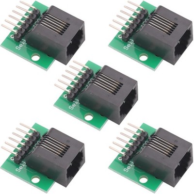 5Pcs RJ11 RJ12 6P6C 6Pin Breakout Board with Bent Pin,PCB Mount Black Module