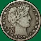 1909-S Barber Half Dollar Very Fine VF Coin #36587