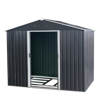 Outdoor Metal Backyard Shed 8x6 ft Garden Shed w/ Vents & Double Doors Black