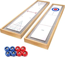 GSE Games & Sports Expert 2-in-1 Solid Wood Shuffleboard and Blue, Red 