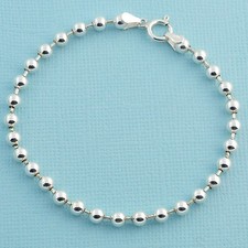 4MM Sterling Silver Ball Chain Bracelet With Springring Clasp 7" Length