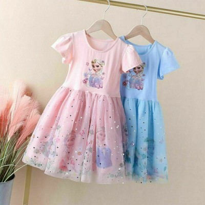 Kinder Mädche Freizeit Sommerkleid Eiskönigin Frozen Elsa Tutu Kleid Tüllkleid.