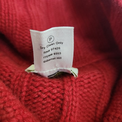 Garnet Hill Cardigan Ribbed Sweater Womens M Wool Cashmere Red Button Front - Picture 6 of 14