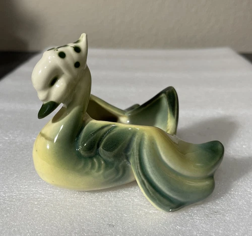 Vintage Hull USA Swan Goose Duck Ceramic Planter #76 Polka-Dot Bonnet 3.5” Tall