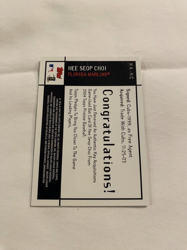 2004 Topps Prestine Hee Swop Choi Game Used Bat Key Acquisitions - Picture 2 of 2