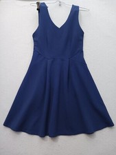 Monteau F&F Dress S Navy Sleeveless V-neck Textured Pleated Knee Length Casual