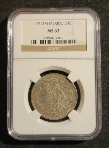 1913 M Mexico 50 Centavos NGC MS 62