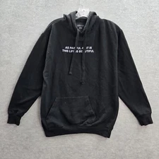 Yours Truly Phora Women Sweatshirt M Black Hoodie Buttterfly Life Is Beautiful