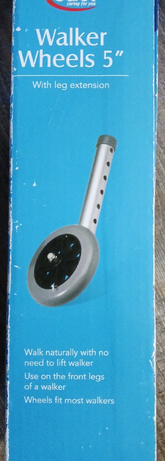 2 Walker Wheels 5" With Leg Extension Carex A83900 Universal Adjustable