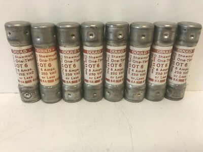 LOT (8) GUARANTEED GOOD USED! GOULD SHAWMUT 6A 250V FUSES OT 6