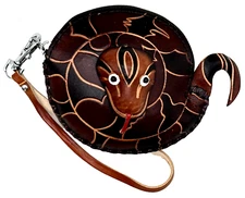 Snake Genuine Leather Handmade Crafted Animal Coin Purse Wristlet Wallet