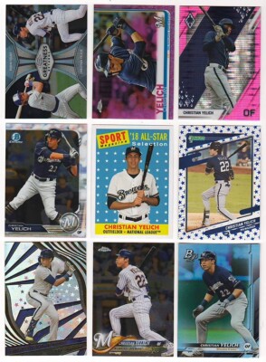 x100 Different Christian Yelich premium card lot #3 Chrome Pink Pulsar Inserts!!