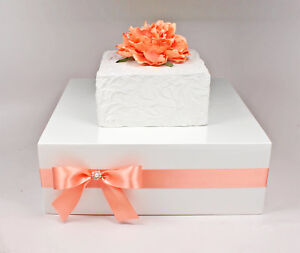 C White Wooden Wedding Cake Stand, Wooden Box Wedding Cake Stand