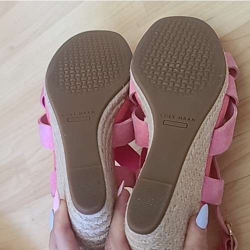 COLE HAAN Crystal Wedge Strappy Pink Suede Sandals, Women Size 7, NEW $150 - Picture 8 of 10