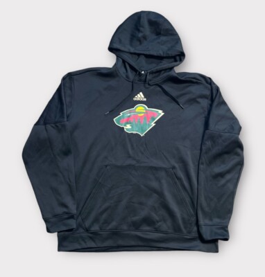 Adidas Minnesota Wild Hoodie Adult Size Medium Black Pullover NHL Hockey