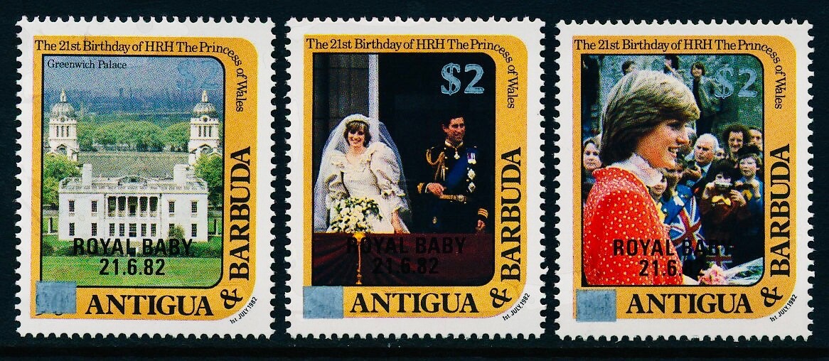 Antigua #SG848-SG850 MNH 1982 Lady Diana Royal Baby Silver [798