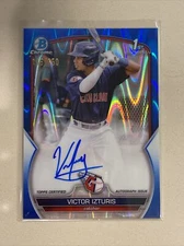 2023 Bowman Chrome Victor Izturis 1st Auto Blue Refractor Guardians #CPA-VI /150