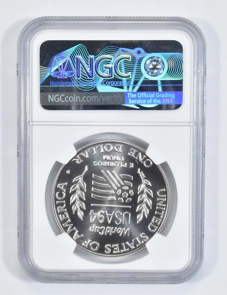 1994 D World Cup Soccer Commemorative Silver Dollar NGC MS70 - Image 2 of 4