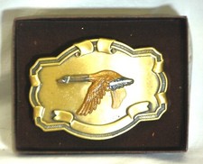Brass Belt Buckle Candian Goose in Flight