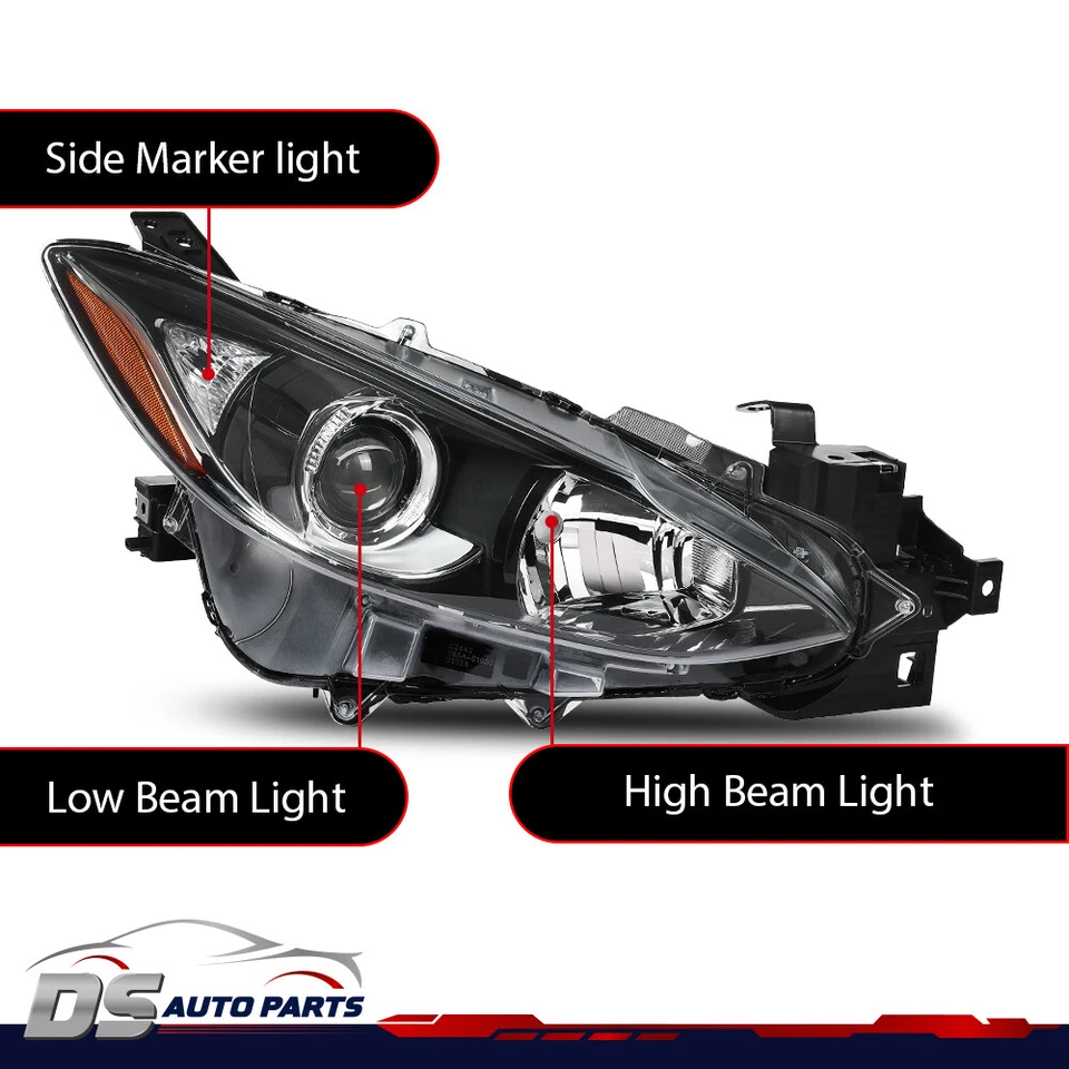 Conjunto de faros diestros diestros aptos para Mazda 3 2014-16 lado del conductor y del pasajero Foto 3 de 4