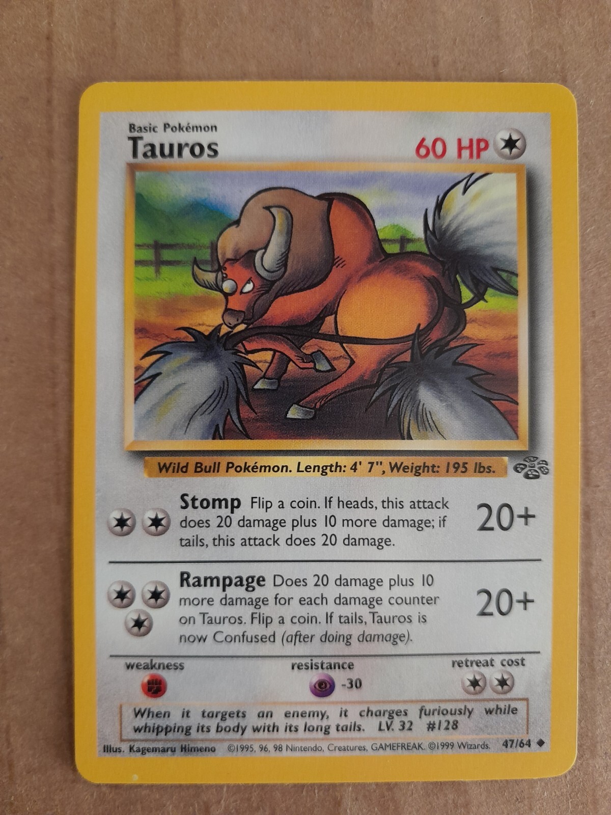 Pokemon Tauros 47/64 Jungle Uncommon NM See Pictures