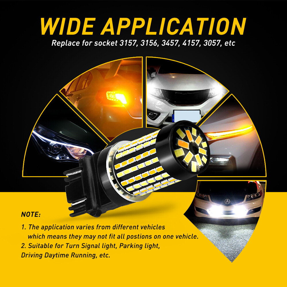 3157 Led Bulb Amber Latest CANBUS Bulbs 3057 3457 4157 Dual Color Amber/ White Anti Hyper Flash Built-in Resistor Error Free Turn Signal Lights 3157 Switchback Led