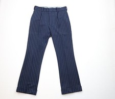 Vintage 60s Streetwear Mens 32x32 Pleated Pinstriped Knit Bell Bottoms Pants USA