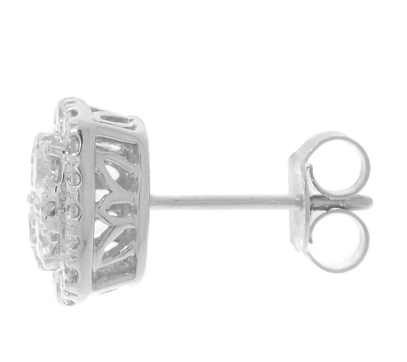 Pendientes QVC Affinity oro blanco sólido 14K 1,00 ctw diamante forma cojín racimo Foto 2 de 3