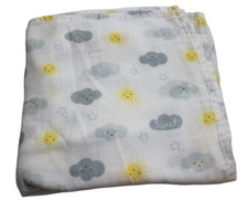 Ideal Baby by Aden  Anais White Gray Cloud Sun Muslin Swaddle Blanket Infant