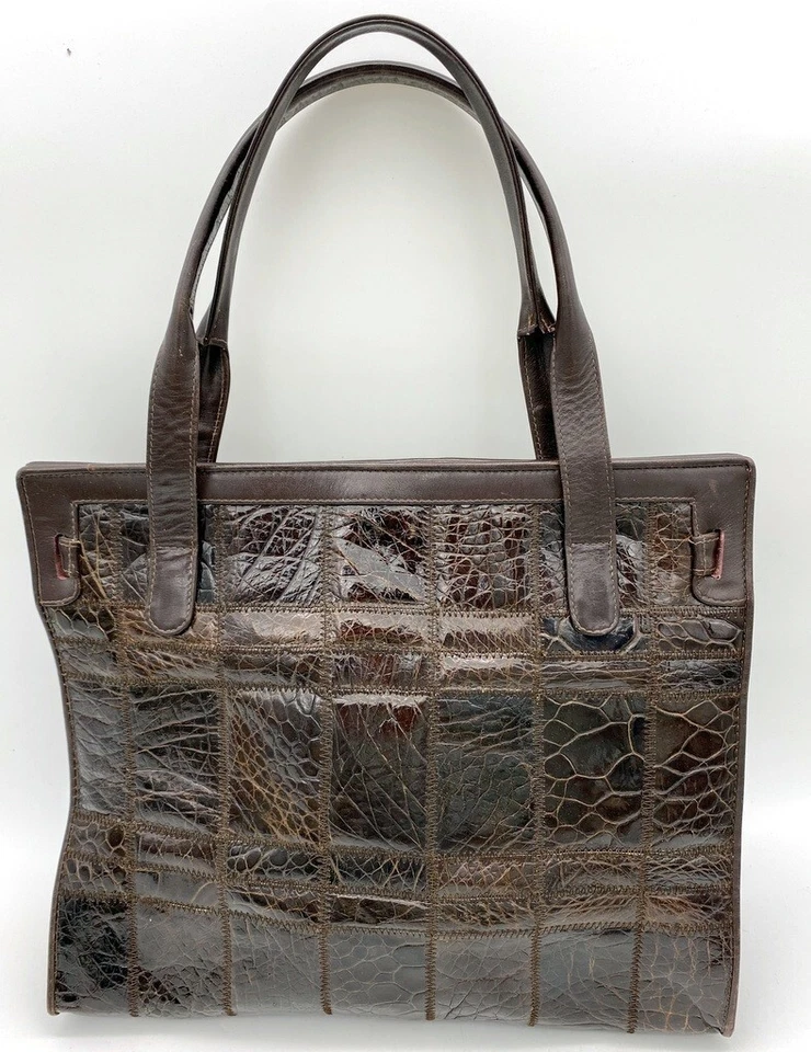 Zenith Brown Belted Alligator Handbag by Nicholette Italian Purse Hand Bag - Image 3 of 4
