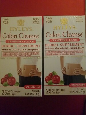 2 PACK HYLEYS COLON CLEANS CRANBERRY FLAVOR RELIEVES OCASIONAL CONSTIPATION