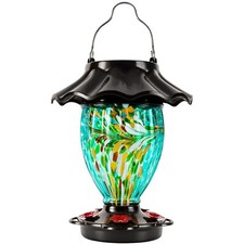 Solar Powered Color Changing Hummingbird Feeder for Outdoors Hanging, 32 Fl.Oz