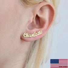 Custom Earrings Name Personalized Jewelry Stainless Steel Letter Stud Earrings