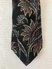 Gant Men's Necktie Tie Silk Black Red Green White Floral Made in USA 55"