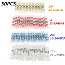 50PCS Solder Sleeve Heat Shrink Butt AWG 10-26 Wire Splice Connector Waterproof