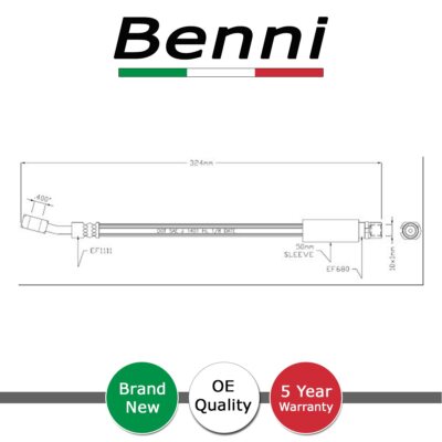 Brake Hose Front Benni Fits Vauxhall Corsa 2000-2007 Combo 2001-2012