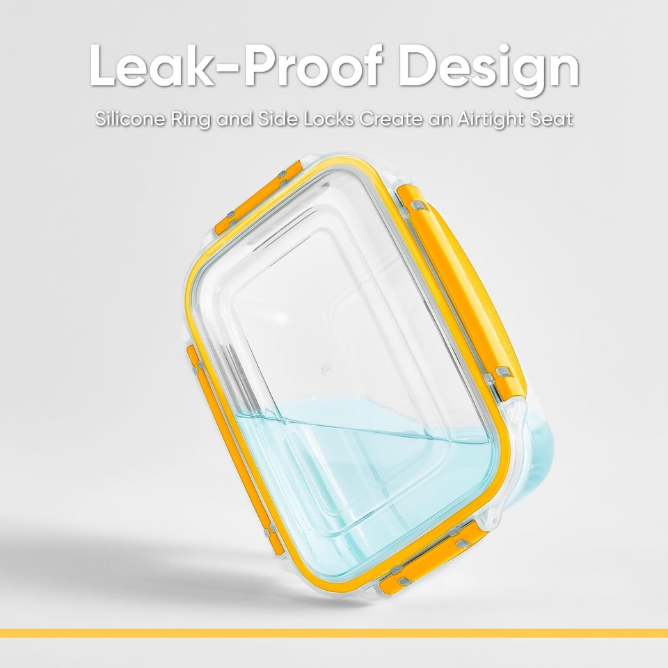 Plastic Food Storage Container with Airtight Lid 48 Oz, BPA Free