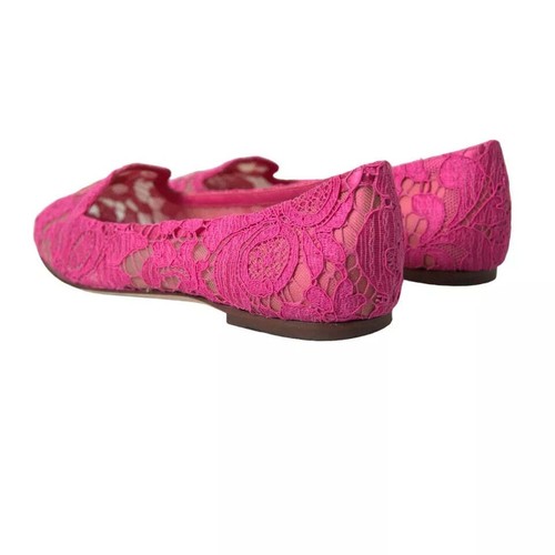 DOLCE&GABBANA Taormina Women Pink Ballet Flats Nylon Floral Lace Shoes Sz EU 36 - Picture 3 of 8
