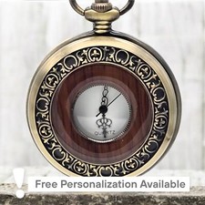Wooden Pocket Watch   Vintage Look Classic Wood Face Antique-Style Keepsake Gift