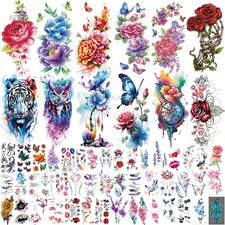 Temporary Tattoos Set for Adults Half Arm and Small Designs 72 Sheets